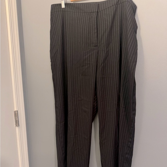 Eshakti Pinstripe Twill Suiting Wide Leg Pants - Picture 2 of 5